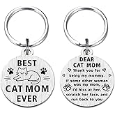 DGXMD Cat Lover Gifts for Women - Best Cat Mom Ever Keychain - Birthday Graduation Mothers Day Keychain Gift for Cat Mom