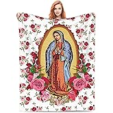Virgin Mary Gifts - Virgin Mary Throw Blanket Soft Flannel Virgen De Guadalupe Gift Blanket 50"x40"