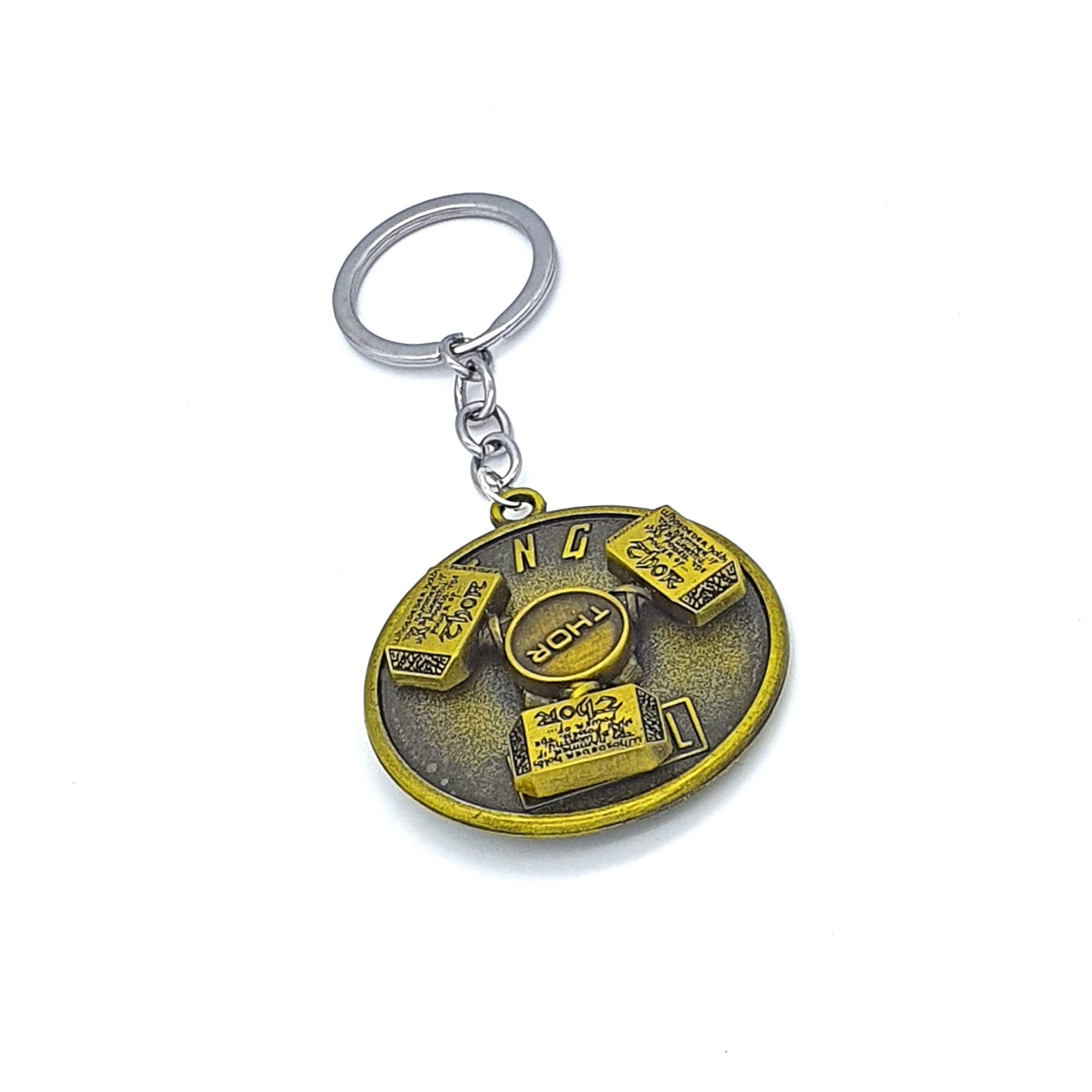Thor Mjolnir Hammer Keyring Thor Fidget Spinner Keychain - Mjolnir Chain - UK Gift (Gold)