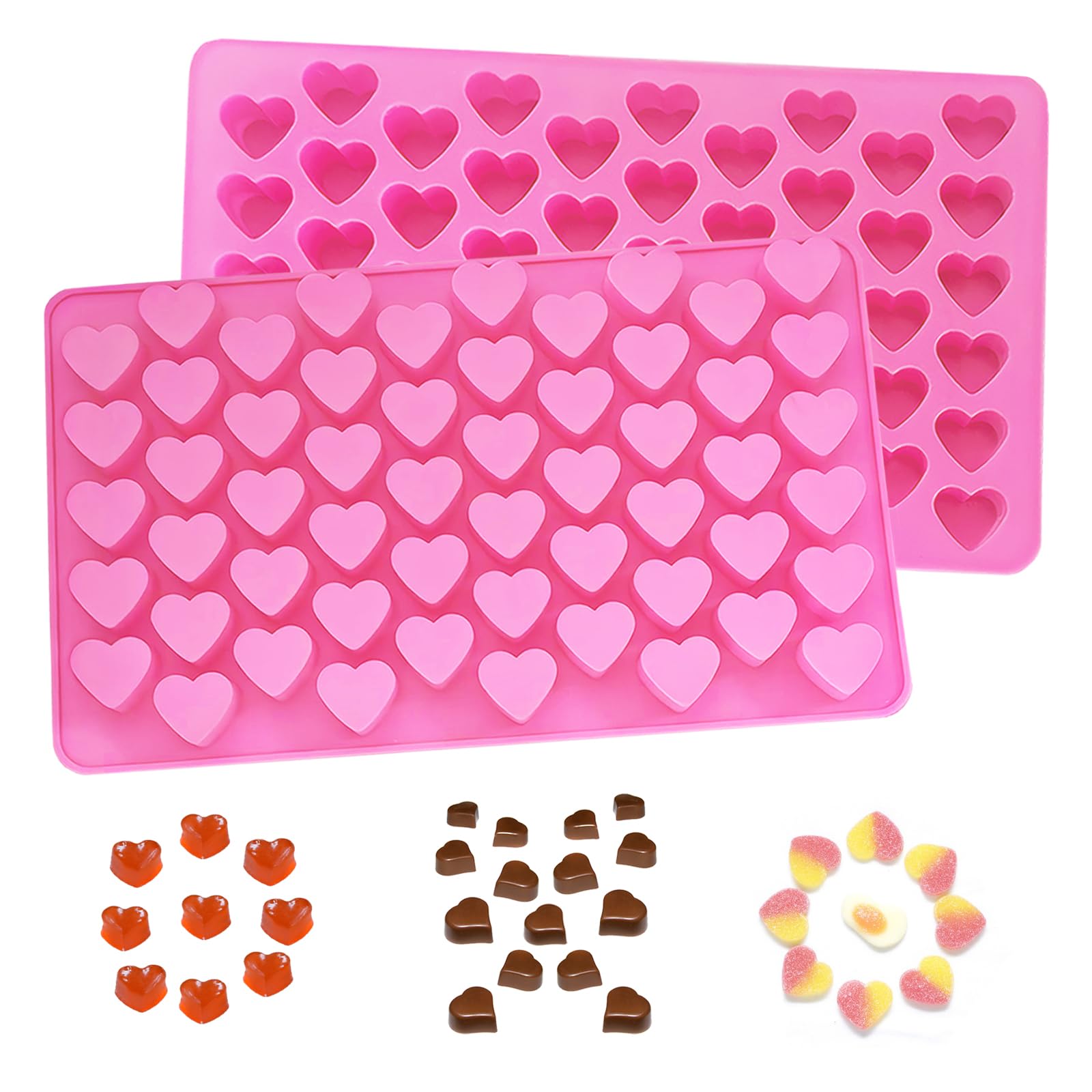 Photo 1 of 2 Pcs Heart Silicone Molds,Gummy Molds,Nonstick Food Grade Silicone,for Baking Chocolate Jelly Cake Candy