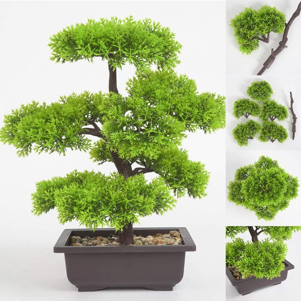 Amazon Com Wuyou Artificial Bonsai Tree Fake Plant Decoration Potted Artificial House Plant Japanese Pine Bonsai Home Decoration Green Color Green Size 33cm 12 99in Home Kitchen