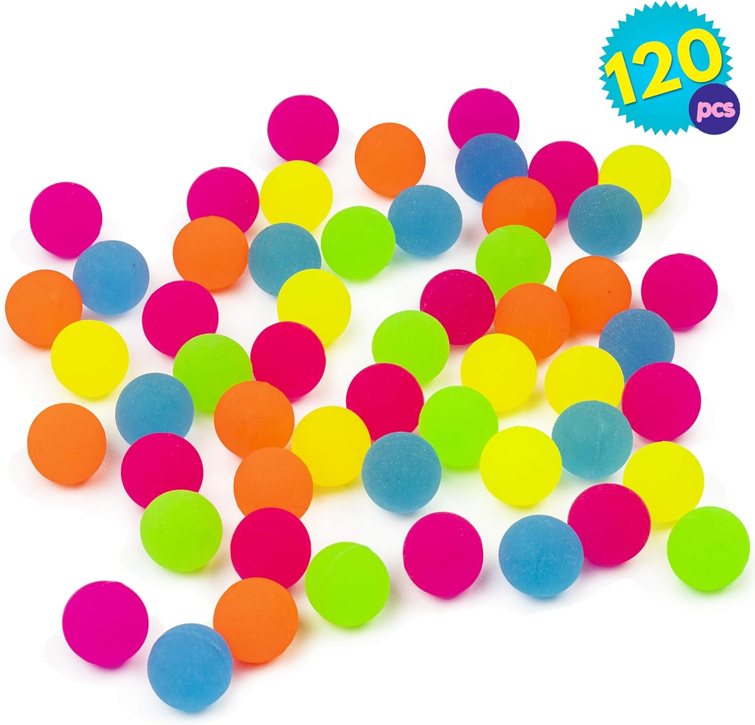 THE TWIDDLERS 120 pcs Bouncy Ball Mini Neon Rubber Bouncing Balls