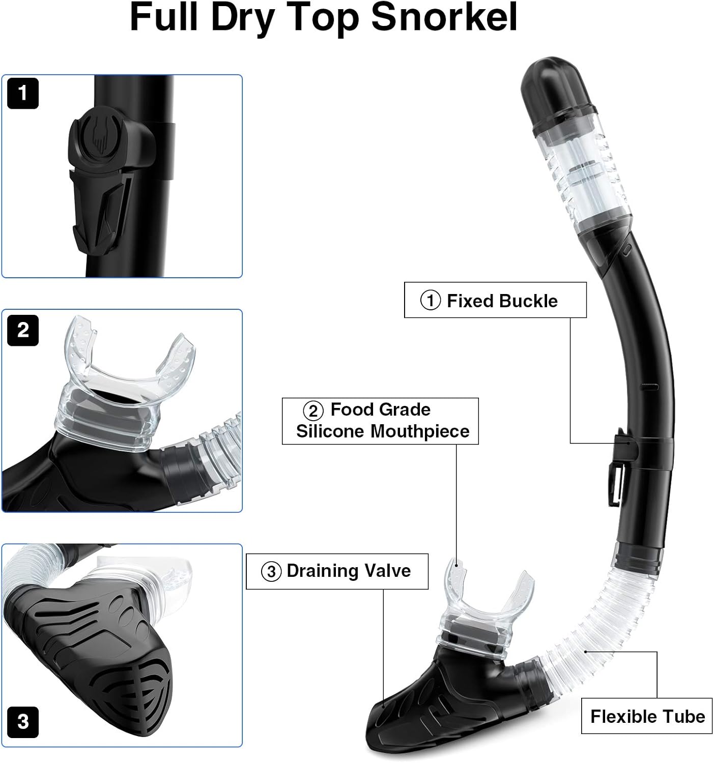 Tongtai Snorkel Gear for Adults with Panoramic Snorkel Diving Mask&Dry Top Snorkel Set | Diving Snorkeling Mask for Adult Men Women Teens for Swimming : Sports & Outdoors