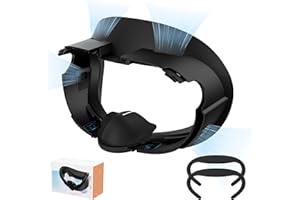 UPOK Face Pad Cover Facial Interface for Meta/Oculus Quest 3 Headset -Accessories 2-pcs Thicken Foam PU Leather Face Cushion with Rigid Adjustable Vent Head Bracket, Air-Circulation Design