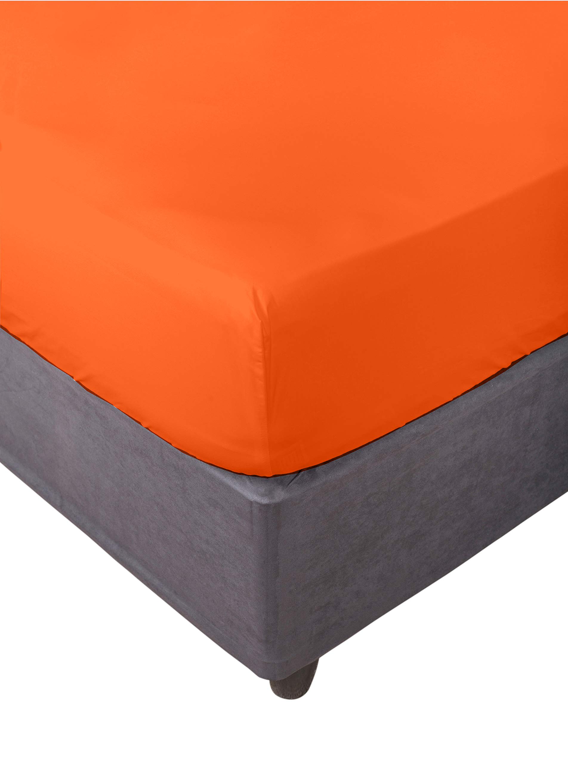 Miracle Home. Fitted Sheet, Elastic, Soft, Comfortable, Anti-Pilling. Cotton 50% 50% Polyester. Orange. 150 x 200 cm — image 1