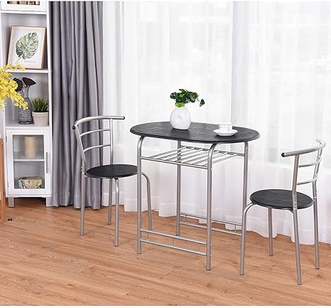 Amazon Com T Bistro Dining Set Table And 2 Chairs Kitchen Furniture Pub Home Restaurant Table Chair Sets 3 Pcs Black Home Kitchen