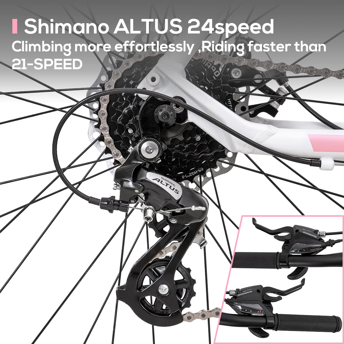 Hiland 700c Road Bike, Racing Bike City Commuting Road Bicycle with 14 Speeds Drivetrain 60cm Black