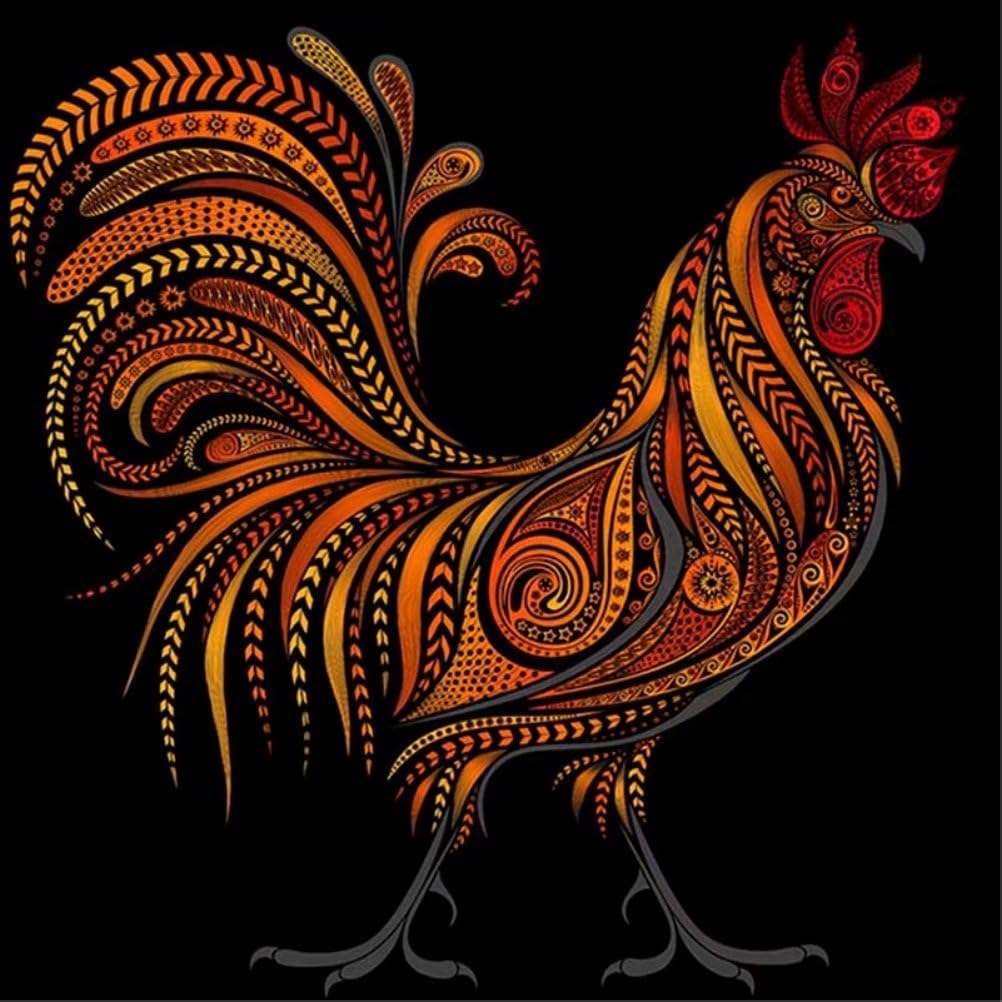 Diamond Painting by Number Kit, LPRTALK 5D DIY Diamond Painting Animal Full Square Drill Rooster Painting Embroidery for Wall Decoration 12X12 inches (Full Drill)