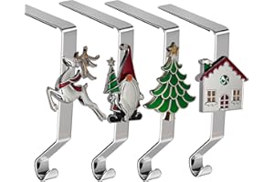 K-MLICE Christmas Stocking Holders Set of 4, Christmas Stocking Holders for Mantle Set of 4, Fireplace Stocking Hangers 4 Pack, Stocking Stand, Farmhouse Rustic Xmas Decorations for Home Indoor