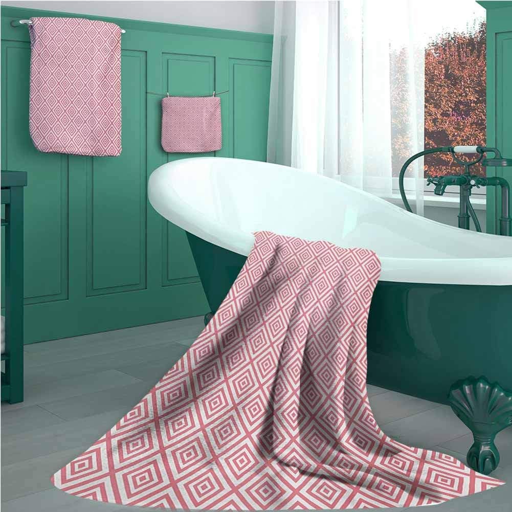 Pink 3Piece Set Premium Bath Towels, Mosaic Tile Seem