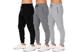 MONEY JONES ESSENTIALS Sweatpants for Men 3 Pack Joggers - Men's Athletic Sweatpants Pockets & Zipper Active Workout Pants