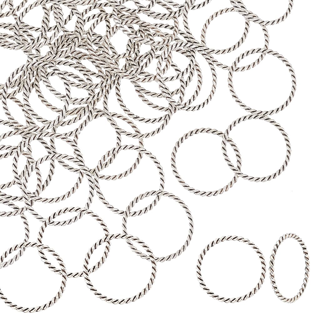 UNICRAFTALE About 50pcs Tibetan Style Alloy Linking Rings 26mm Inner Antique Silver Hypoallergenic Connector Round Metal Linking Rings for Earrings Bracelet Jewlery Making
