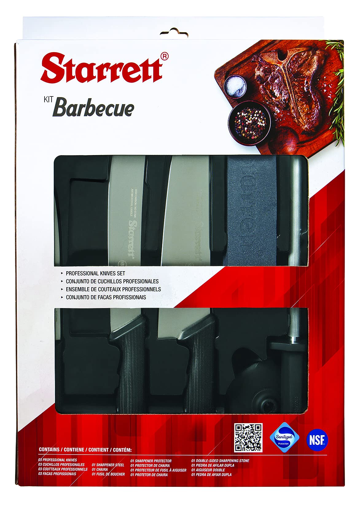 Starrett Stainless Steel Barbecue BBQ Knife Set - 6-Pieces - Black Handle โ image 1
