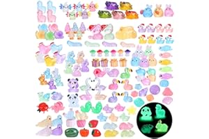 EKisemio 130pcs Luminous Mini Resin Animals Figures to Hide Miniature Figurines Glow in The Dark for Miniature Fairy Garden Accessories Micro Landscape Aquarium Ornaments Kit Dollhouse Decor Crafts