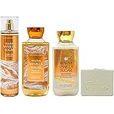 Bath & Body Works Warm Vanilla Sugar Trio Gift Set Bundle - Fine Fragrance Mist - Shower Gel and Body Lotion with a Natural Oats Bar Soap - Full Size