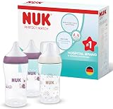 NUK Perfect Match Baby Bottle 260ml Anti Colic 3+ Months Hippo 3 Count