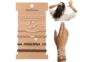 6 Pcs Boho Hair Ties Bracelets for Women - Cute No Damage Ponytail Holders, Hand-Braided Elastic Hair Bands & Stylish Wrist J