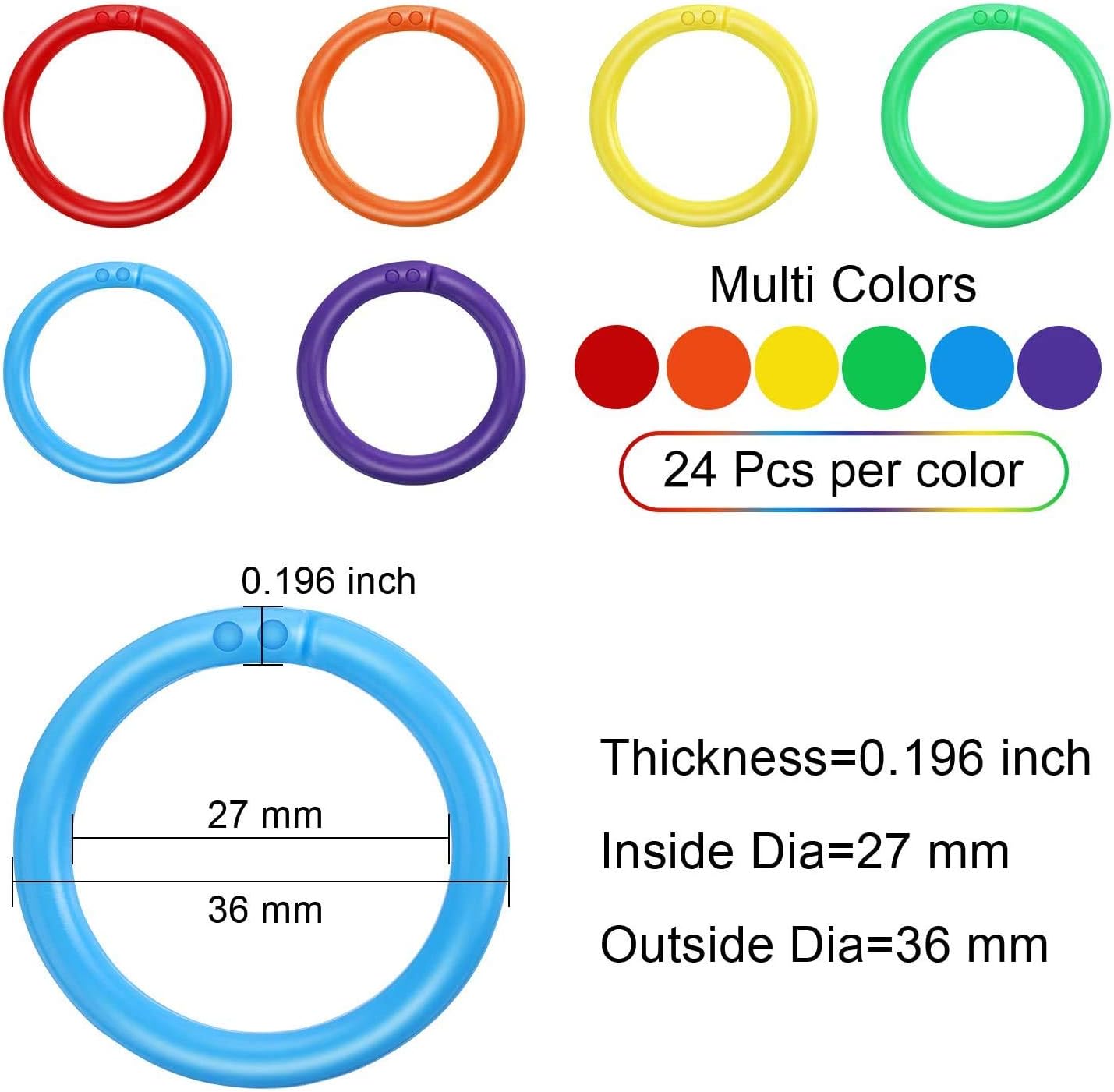 144 Pieces Plastic Loose Leaf Rings Book Paper Rings for Scrapbook Notebook Cards Document Stack