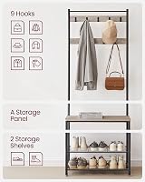 VASAGLE 3 in 1 Coat Stand with Shoe Rack Bench Steel Frame 70 cm High view 8