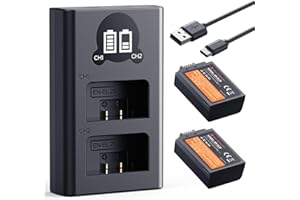 K&F Concept 1600mAh EN-EL25c Battery and Dual USB C Micro B Battery Charger for Nikon Z30 Z50 ZFC Cameras