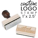 ExcelMark Custom Logo Stamp - Personalized Wood Rubber Stamp - Upload Your Own Image (1"x2.5")