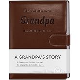Artmag Grandpa's Life Story Journal with 250+ Prompt Questions, Family Keepsake Book Leather Cover for Grandpa to Share His Memories for Birthday Father's Day Christmas (Brown)