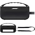 JCHPINE Silicone Cover Case for Bose SoundLink Flex Bluetooth Portable Speaker Accessories, Silicone Skin for Bose SoundLink Flex Speaker Shoulder Strap(Upgraded Black Case)