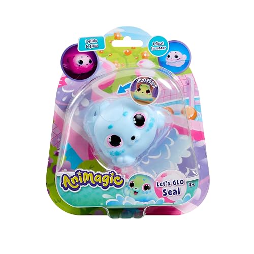 Animagic: Lets Glo Seal - Blue | Your Glowing, Gliding, Squishy Best Friend | Squish It To Watch Them Glow! | Interactive Electronic Pet | For Kids Ages 4+