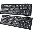Computer Keyboard Wired, Plug Play USB Keyboard, Low Profile Chiclet Keys, Large Number Pad, Caps Indicators, Foldable Stands, Spill-Resistant, Anti-Wear Letters for Windows Mac PC Laptop, 2 PACKS