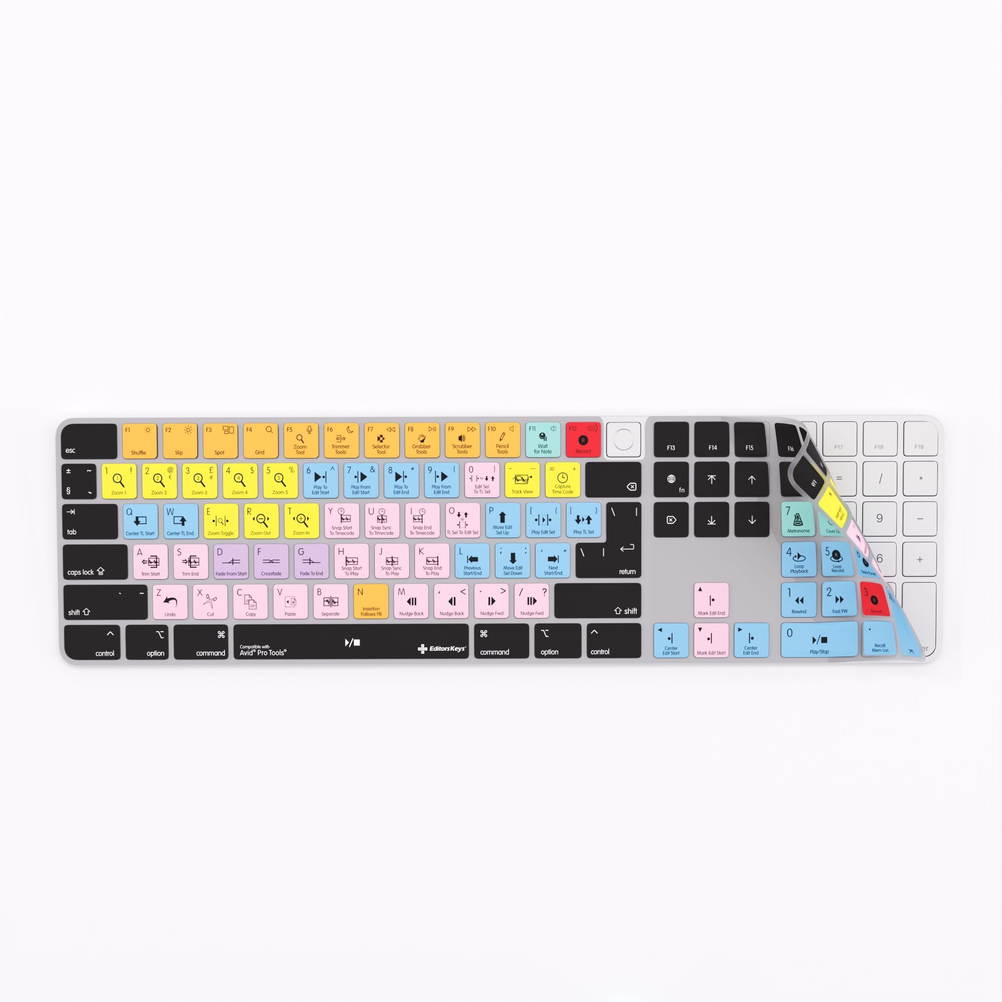 Shortcut Cover for Avid Pro Tools compatible with the iMac Magic Keyboard with TouchID and Magic Numeric Keyboard - By Editors Keys