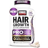 Force Factor Hair Growth Accelerator Pro with Clinically Studied Lustriva | Biotin, Keratin, Saw Palmetto &amp; Hair Growth Vitamins, Hair Growth Supplement for Women, Results in 3 Weeks, 90 Capsules