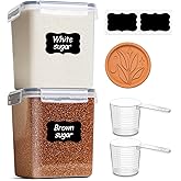 ComSaf Brown Sugar Container Set of 2 (2.5L/2.6Qt), Airtight Food Storage Containers with Lids and Terra Cotta Brown Sugar Saver, Plastic Canisters Sets for Kitchen, Pantry Organizer for Flour, Baking