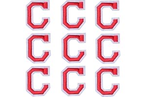 GUYI GYGYL Iron on Letters Patches, 9Pcs of 2 Inch Red Letter "C" Patches, Alphabet Embroidered Patch for Clothes, Dress, Hat, Socks, Jeans, DIY Accessories