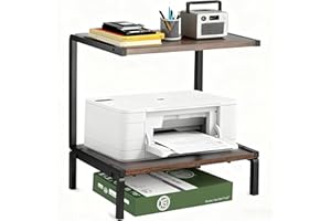 KIPHCA Printer Stand with Storage for Desk, 2 Tier Desktop Printer Stand-Multi-Purpose Desk Organizer, Large Wooden Printer Table for Folders,Books,for Fax Machine, Scanner,Home Office, 3D Printer