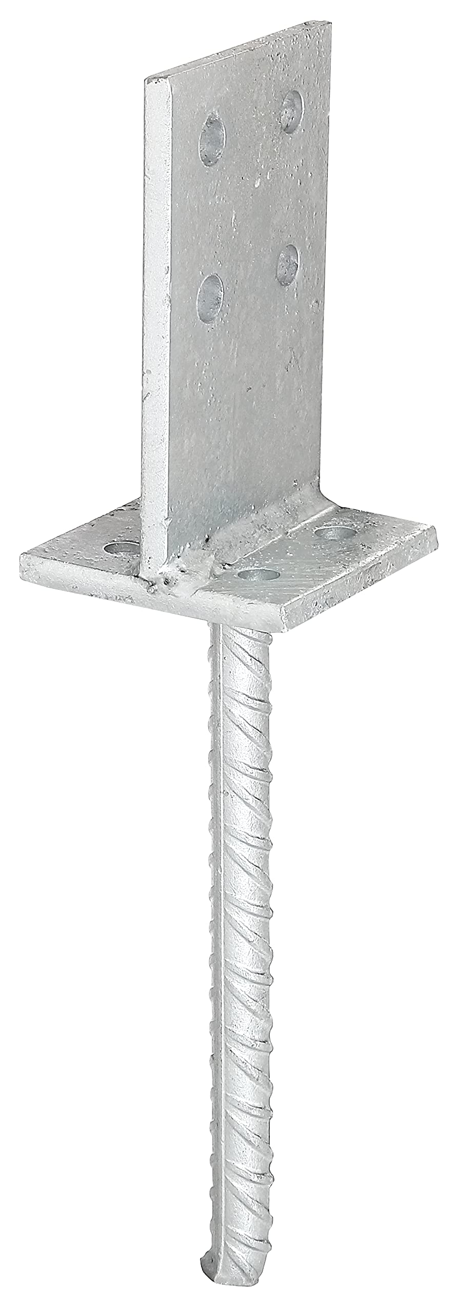 Alberts 215521 T-Post Support | for Screwing on or for Embedding in Concrete | Hot-Dip Galvanised | Bridge Size 130 x 80 mm | Concrete Anchor 200 mm