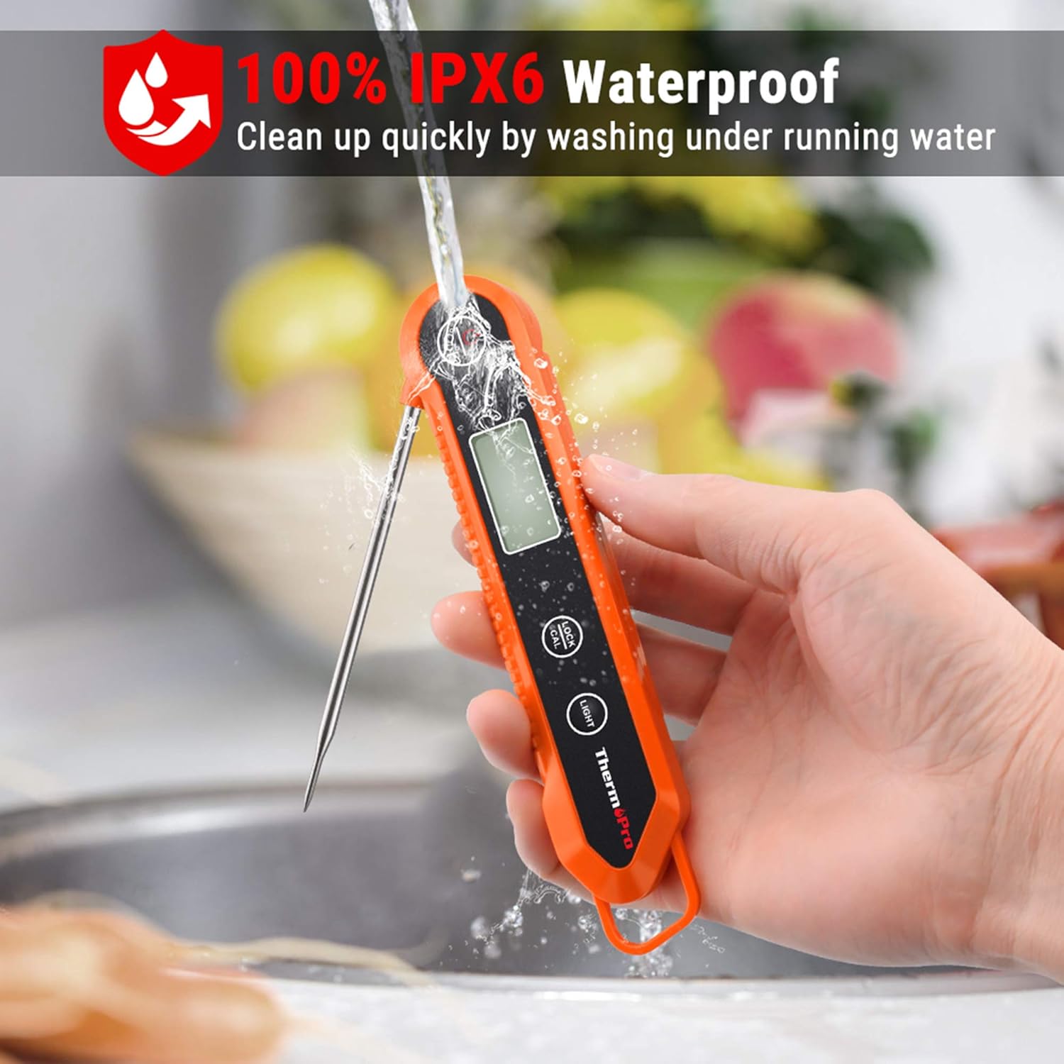 ThermoPro Digital Instant Read Meat Thermometer for Grilling Waterproof Kitchen Food Thermometer with Calibration & Backlight Smoker Oil Fry Candy Thermometer: Kitchen & Dining