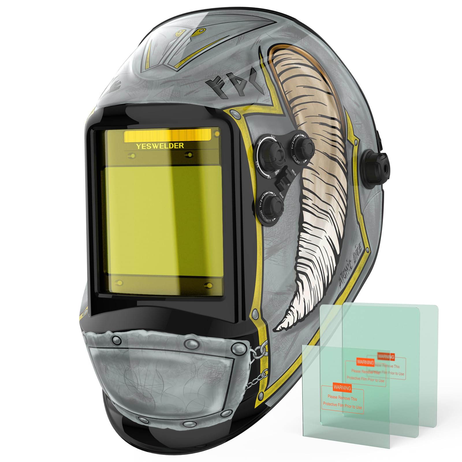 Yeswelder Gran visión Tamaño de visión 3.93 x3.66 Casco de soldadura de oscuridad de energía solar verdadera de color verdadero, 4 arco Sensor ancho 4 ~ 5/9-9/13 para TIG MIG MIG ARC SOLDADOR MÁSCARA DE MANDERACIÓN LYG-M800H-VK