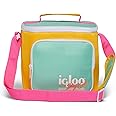 Igloo Retro 90s Lunch Coolers, Insulated Lunch Bag, Square Lunch Box Cooler with Front Pocket & Adjustable Strap