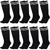 Tergy 10 Pairs Kids Soccer Socks Stretchy Knee High Tube Colorful Football Athletic Team Socks for Boys Girls