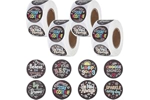 CRAFTYMELODY 4 Rolls 2000Pcs Positive Affirmation Inspirational Motivational Kind Encouraging Stickers Flat Round Inspiring P