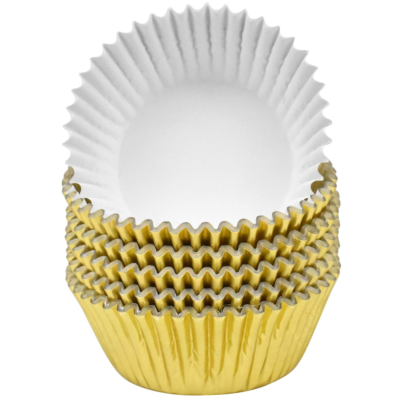 Jinlaili 100PCS Foil Metallic Cupcake Liners, Foil Baking Cups, Cupcake Paper, Baking Cases, Cupcake Wrappers, Muffin Cases Paper, Cupcake Liners for Wedding Birthday Christmas Party (Gold)