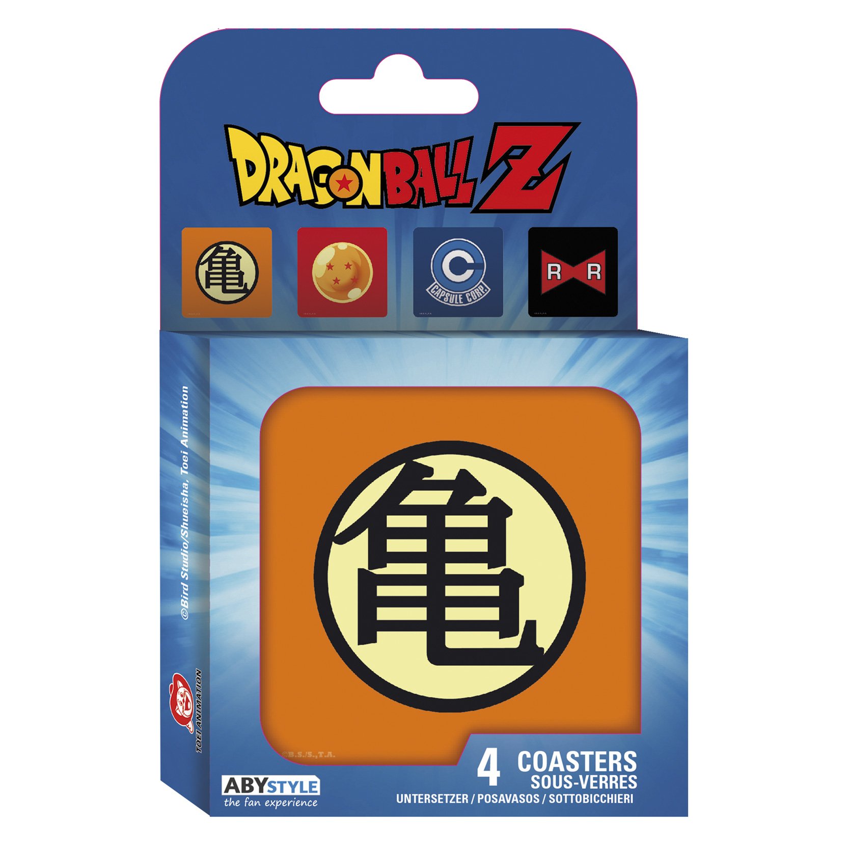 ABYstyle Marvel Dragon Ball Set of 4 Symbols Coasters for Adults, ABYCOS003,10 x 10 cm