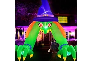 Danxilu 12 FT Halloween Inflatables Witch Archway Outdoor Decorations, Giant Red Eye Witch Arch Build-in LED Lighted Spooky Haunted Blow Up Yard Decoration for Garden Lawn Holiday Party Decor