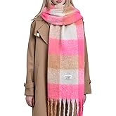 Clothirily Womens Mohair Winter Scarf, Warm Scarfs for Women, Cashmere Feel Women Plaid Scarves, Winter Pashmina Shawls Wraps