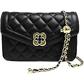 ZWI-player Quilted Leather Crossbody Bags for Women Trendy Ladies Shoulder Purse Satchel HandBag with Chain Strap