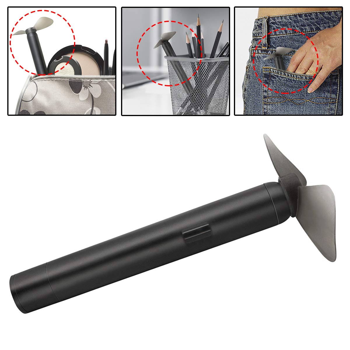 GS GLOWSEEN Pocket Fan, Mini Portable Handheld Battery Powered Cooling Fan For Women Men Reading Home Office Travel Camping