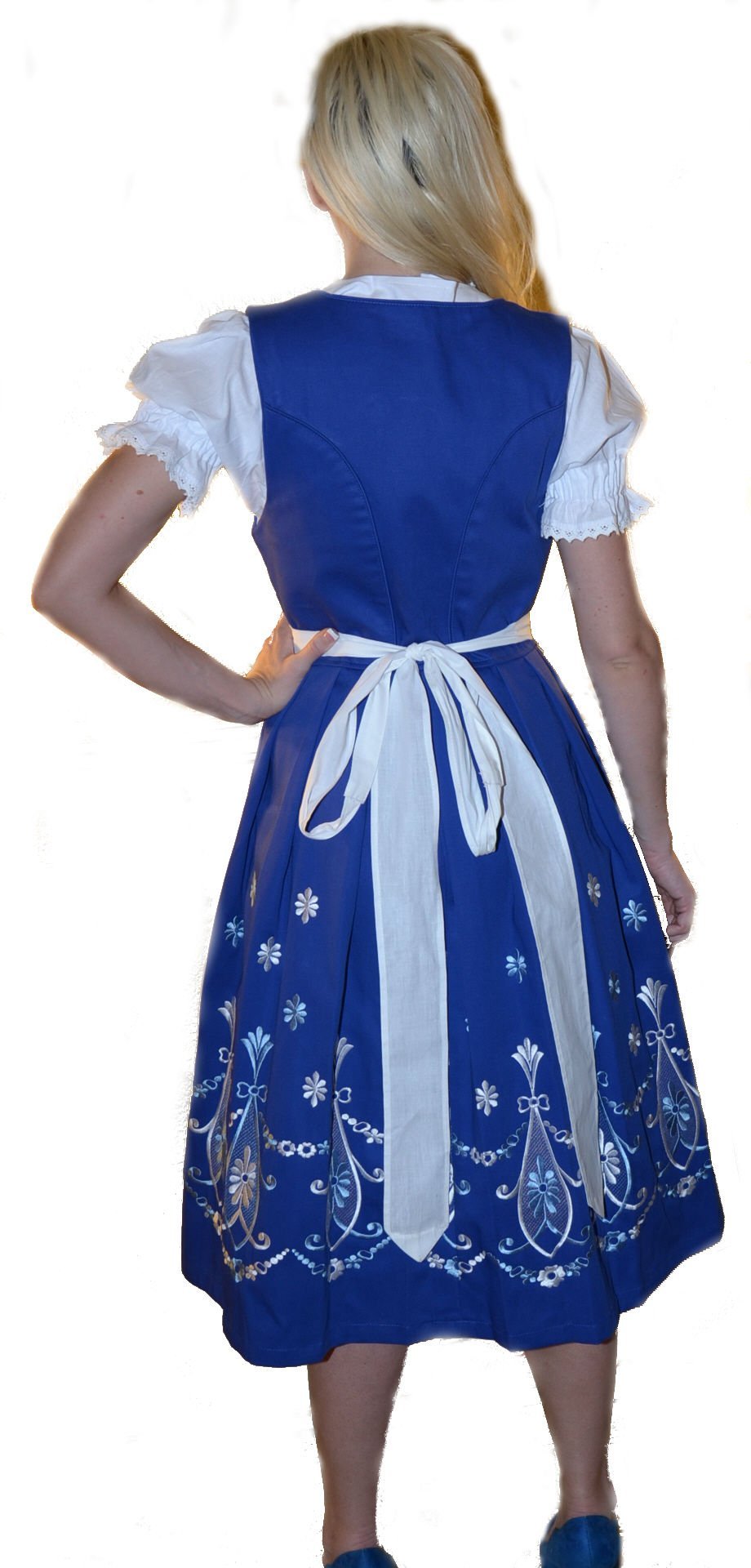 Dirndl Trachten Haus 3 Piece Long Blue Women's Bavarian Dirndl Dress for German Oktoberfest