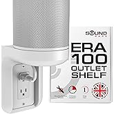 Sound Bass ERA100 Shelf Wall Outlet AC, White, Home, Compatible with Sonos ERA 100, Plug Mount Organizer, Bathroom, Kitchen, Bedrooms, Cord Management, Easy Installation, Mounting Kit Included