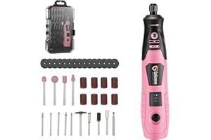 4V Cordless Rotary Tool, GoGonova 3-Speeds 18000 RPM Mini Power Rotary Tool with Portable Storage Box, Rechargeable Rotary Tool for Grinding, Polishing, Wood Carving, Engraving, Cutting, Pink