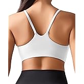 Ama Larsi Sports Bras for Women Spaghetti Thin Strap Low Impact U Back Workout Yoga Bras with Removable Pads